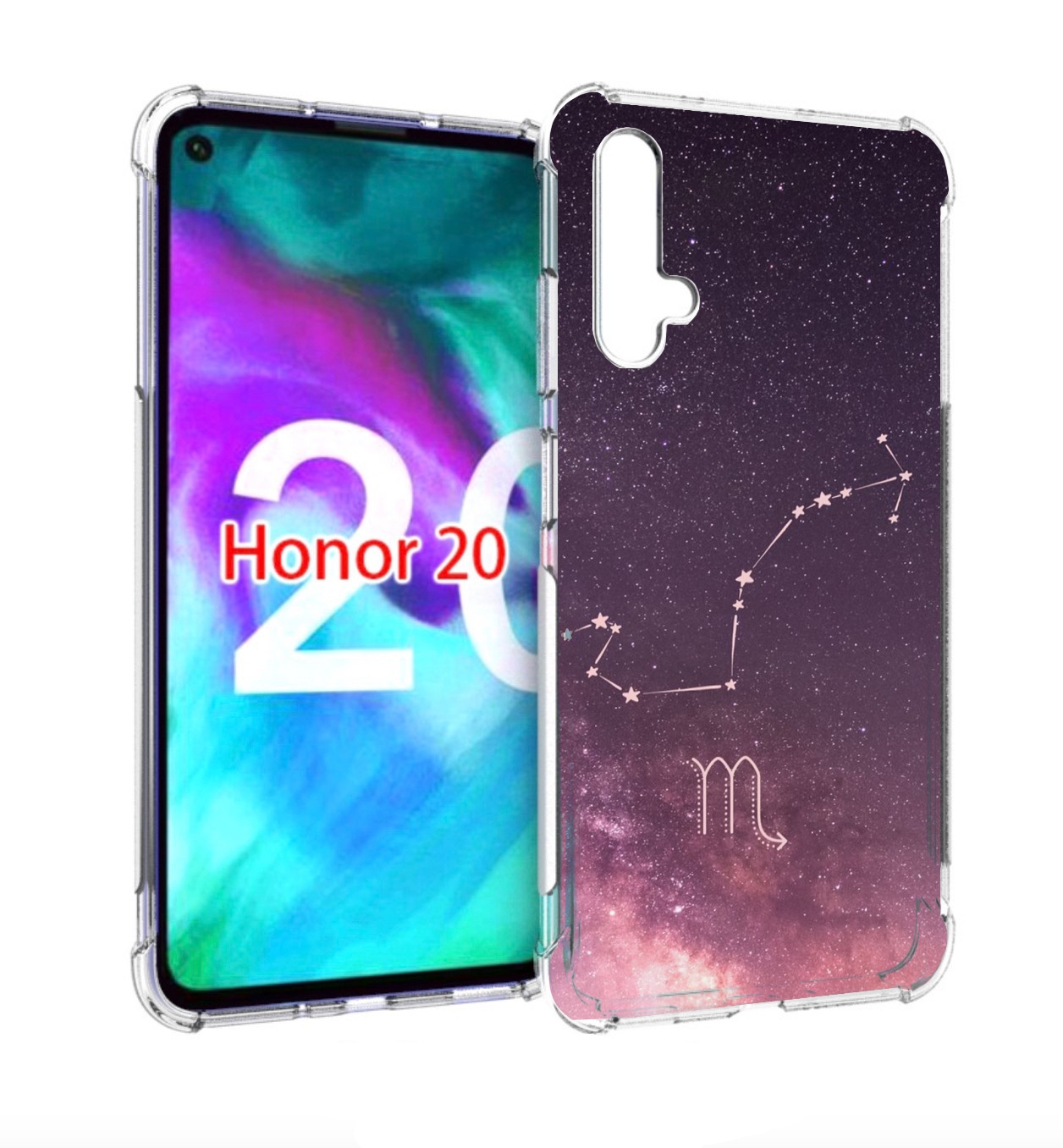 

Чехол бампер MyPads знак зодиака скорпион 4 для Honor 20, Прозрачный, Tocco