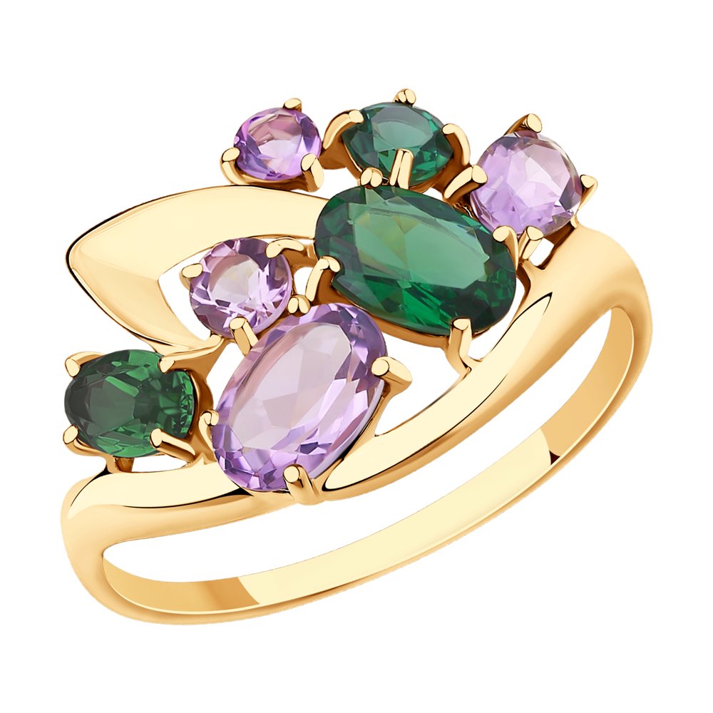 

Кольцо из золота р. 18,5 Diamant 51-310-00392-1, ситалл искусственный\аметист, 51-310-00392-1