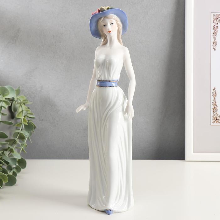 фото Сувенир керамика "девушка в белом платье в шляпке с цветами" 30х8,5х6,5 см nobrand