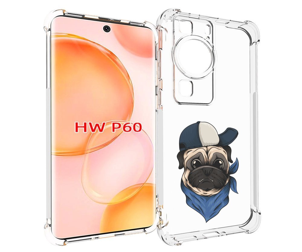 Чехол MyPads мопс-в-кепке для Huawei P60