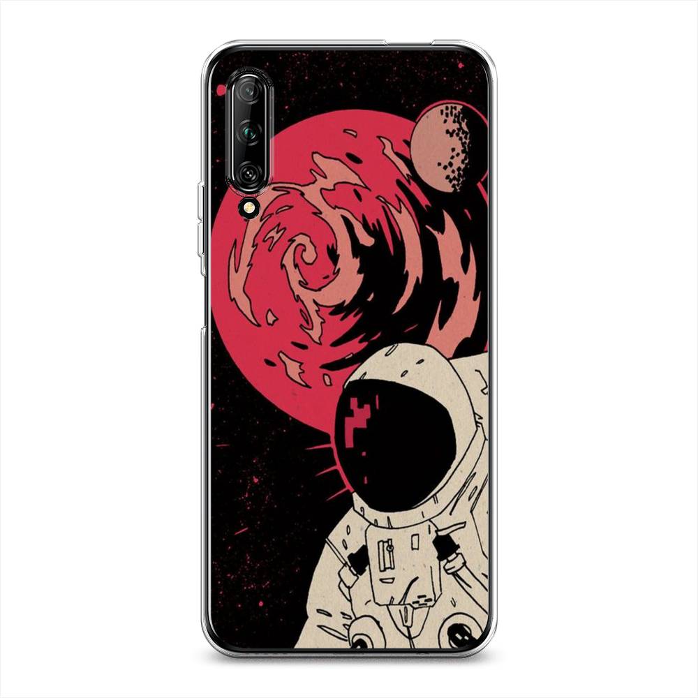 

Чехол на Huawei Y9s "Космонавт возле Марса", Черный;красный, 611150-2