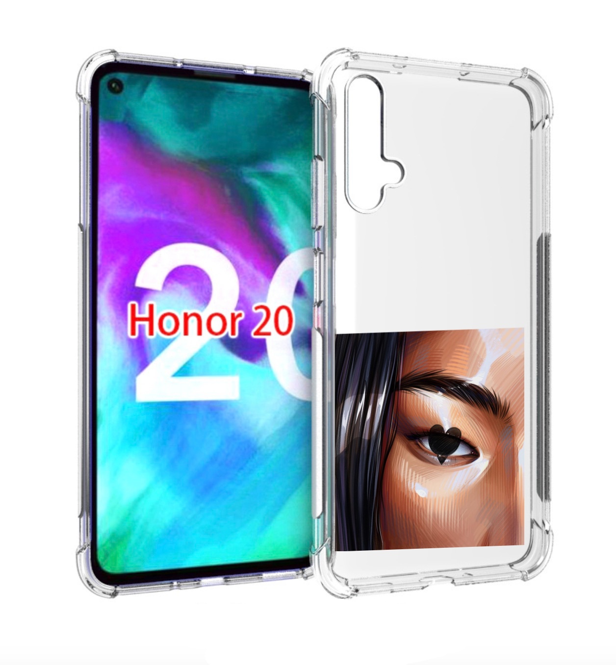 

Чехол бампер MyPads зрачок-сердце женский для Honor 20 Honor, Прозрачный, Tocco