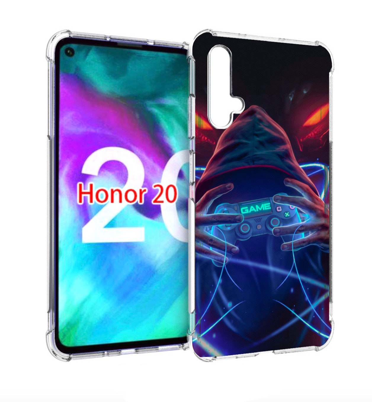 Чехол бампер MyPads игра джойстик неоновый фон для Honor