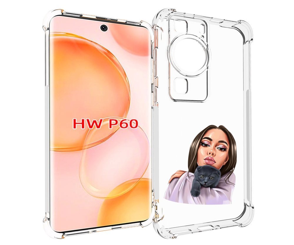 

Чехол MyPads нарисованная-девушка-с-котом женский для Huawei P60, Tocco