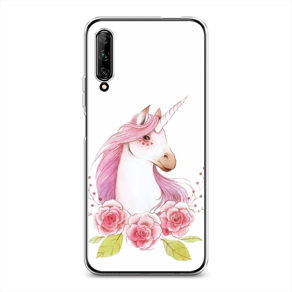 

Чехол на Huawei Y9s "Единорог цветы", Белый;розовый;серый, 611150-1