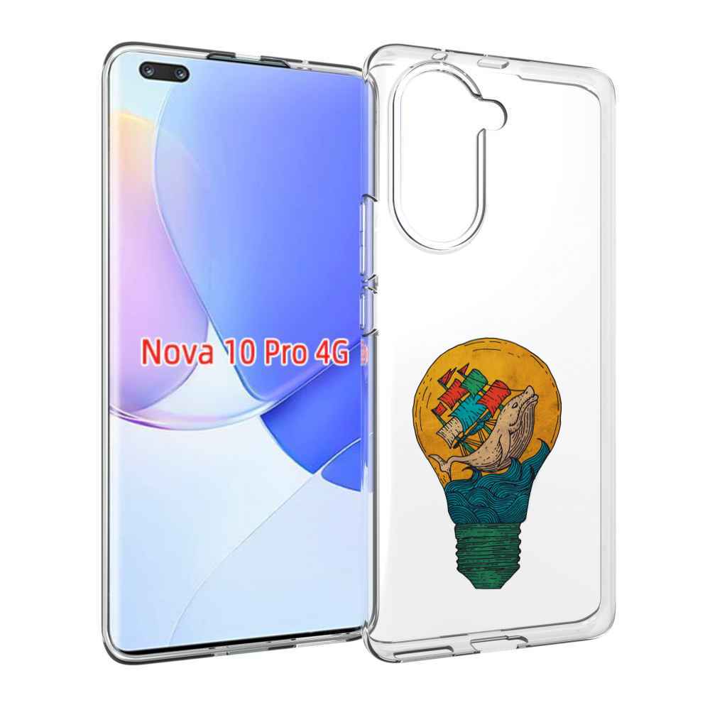 Чехол MyPads кит в лампочке с парусами для Huawei Nova 10 Pro противоударный