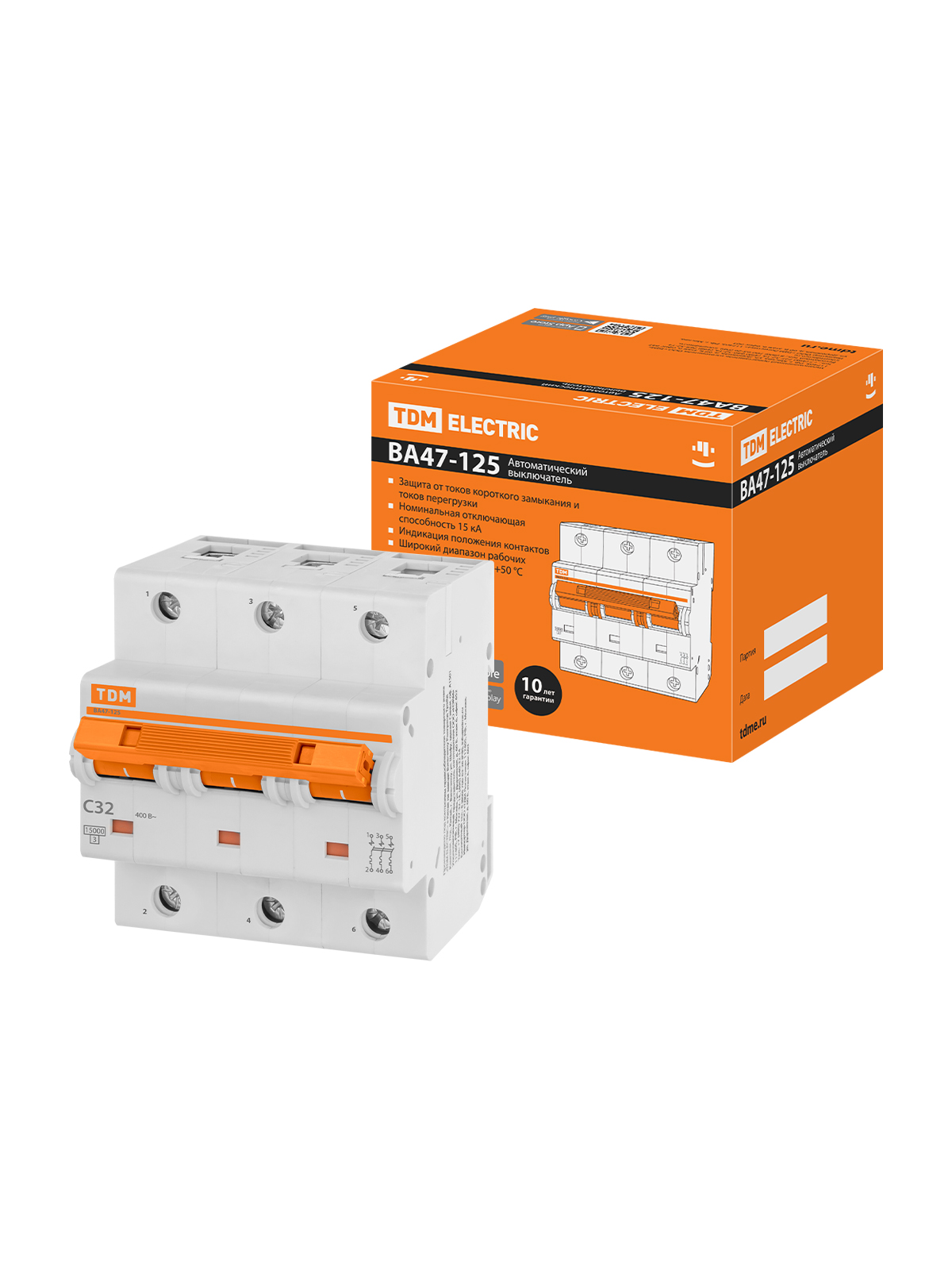 Автоматический выключатель TDM ELECTRIC ВА47-125 3Р 32А 15кА х-ка С SQ0208-0077 7196₽