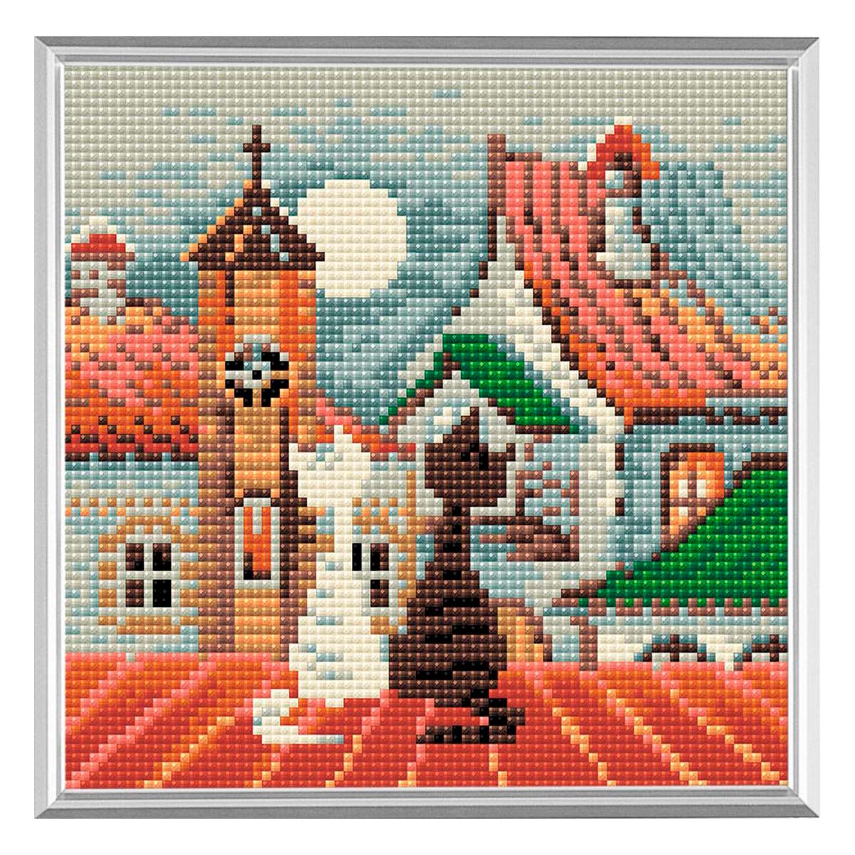 Алмазная вышивка Риолис Город и кошки. Весна, 20x20 см