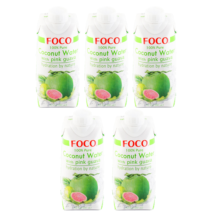 Кокосовая вода с розовой гуавой FOCO (5 шт. по 330 мл)