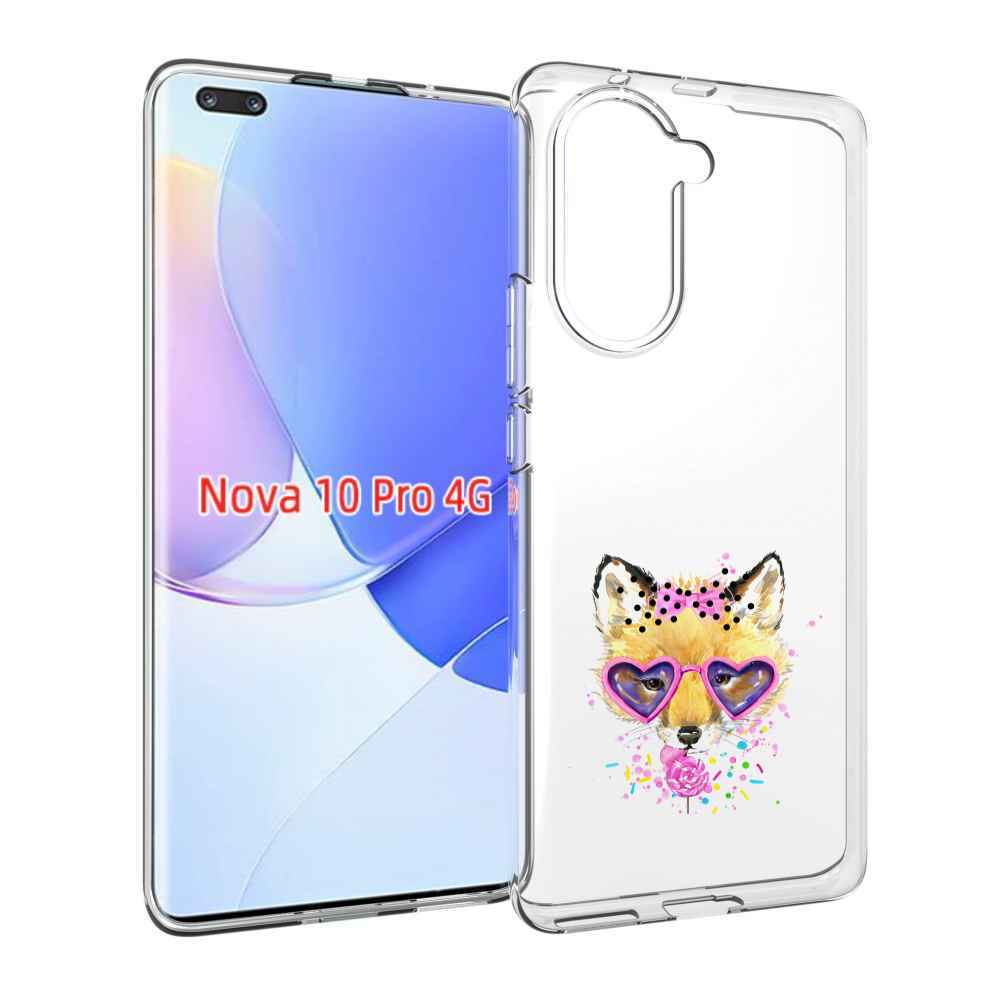 Чехол MyPads лисенок с бантиком для Huawei Nova 10 Pro противоударный