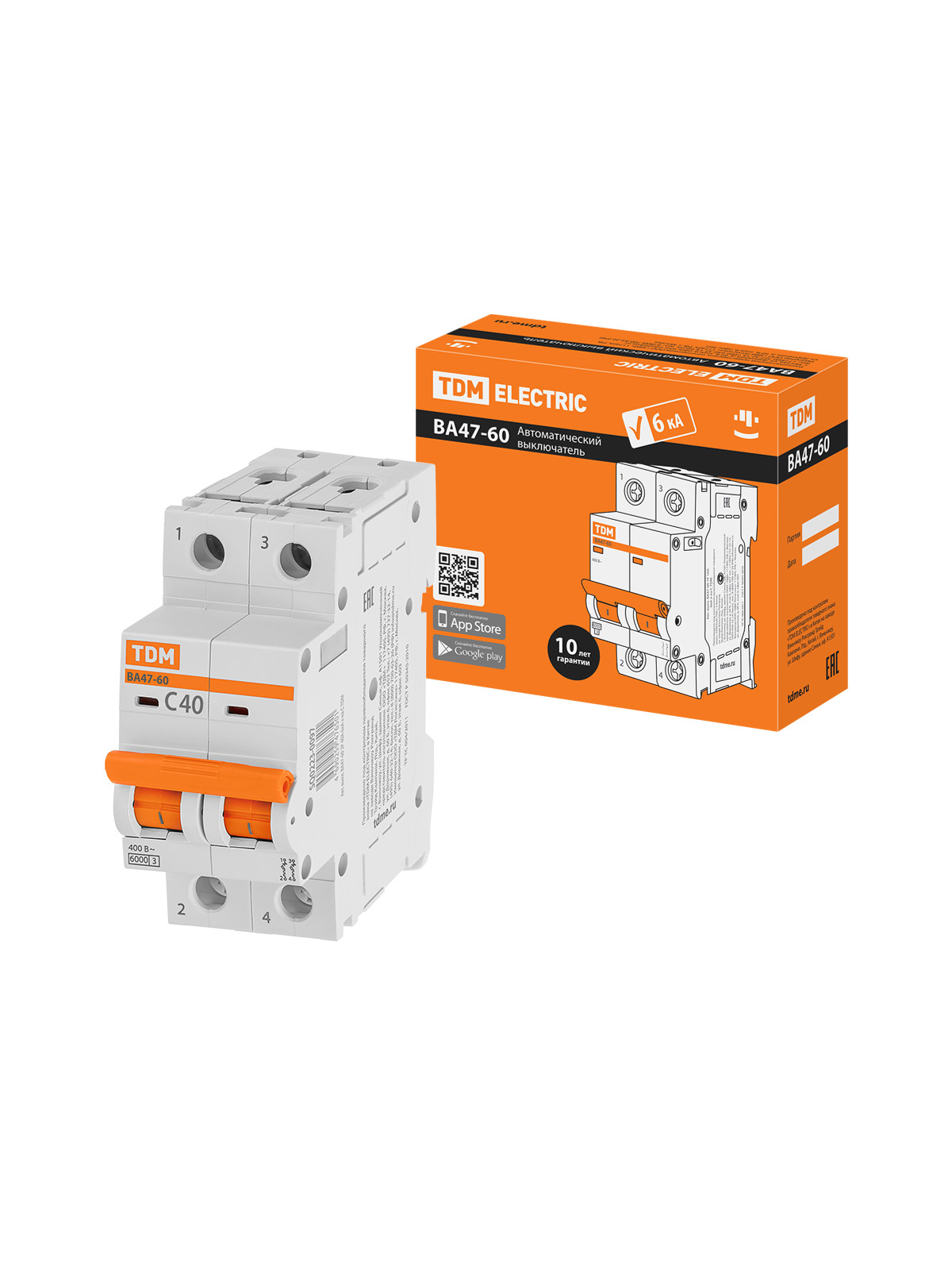 

Автоматический выключатель TDM ELECTRIC ВА47-60 2Р 40А 6кА х-ка С SQ0223-0097, TDM ELECTRIC-9