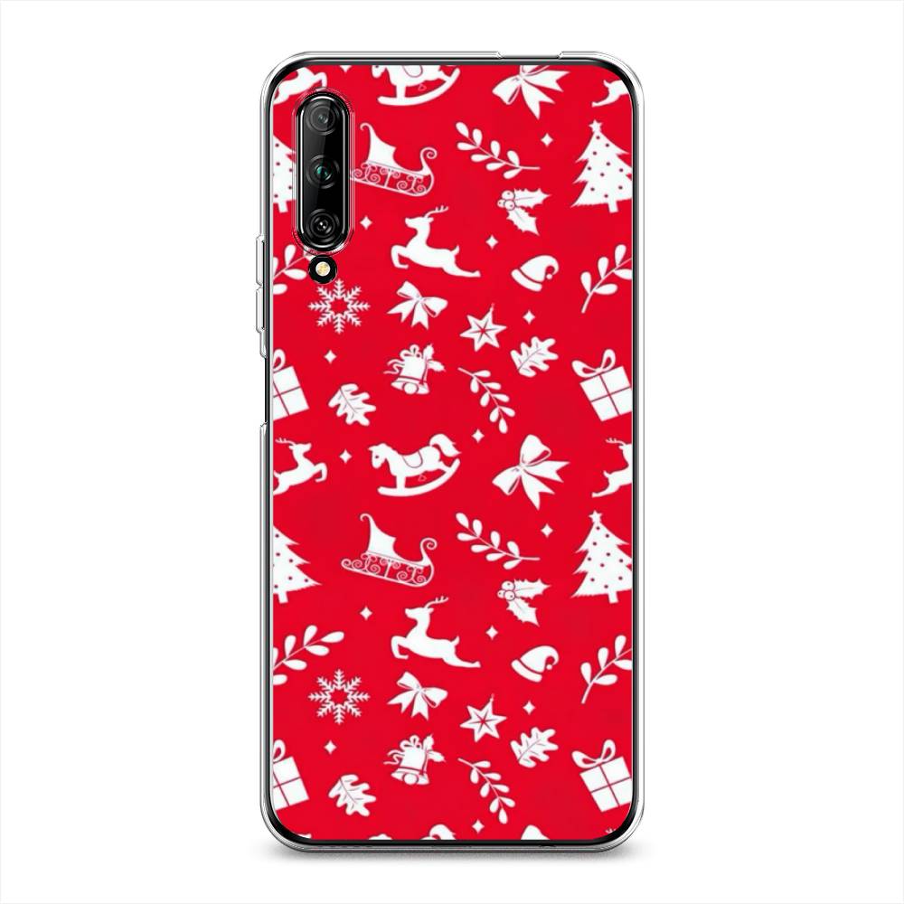 

Чехол на Huawei Y9s "Красный новогодний фон", Красный;белый, 611150-5