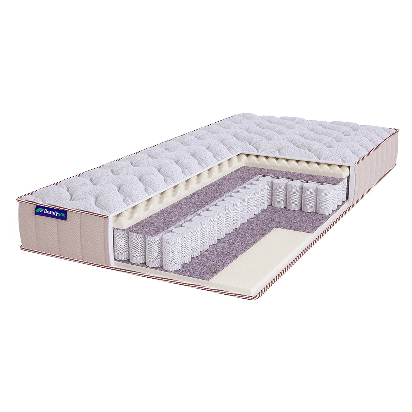 

Матрас BeautySon Roll Spring Soft Massage S600 Lux бесклеевой 90x185x19, Белый;бежевый, Roll Spring Soft Massage S600 Lux