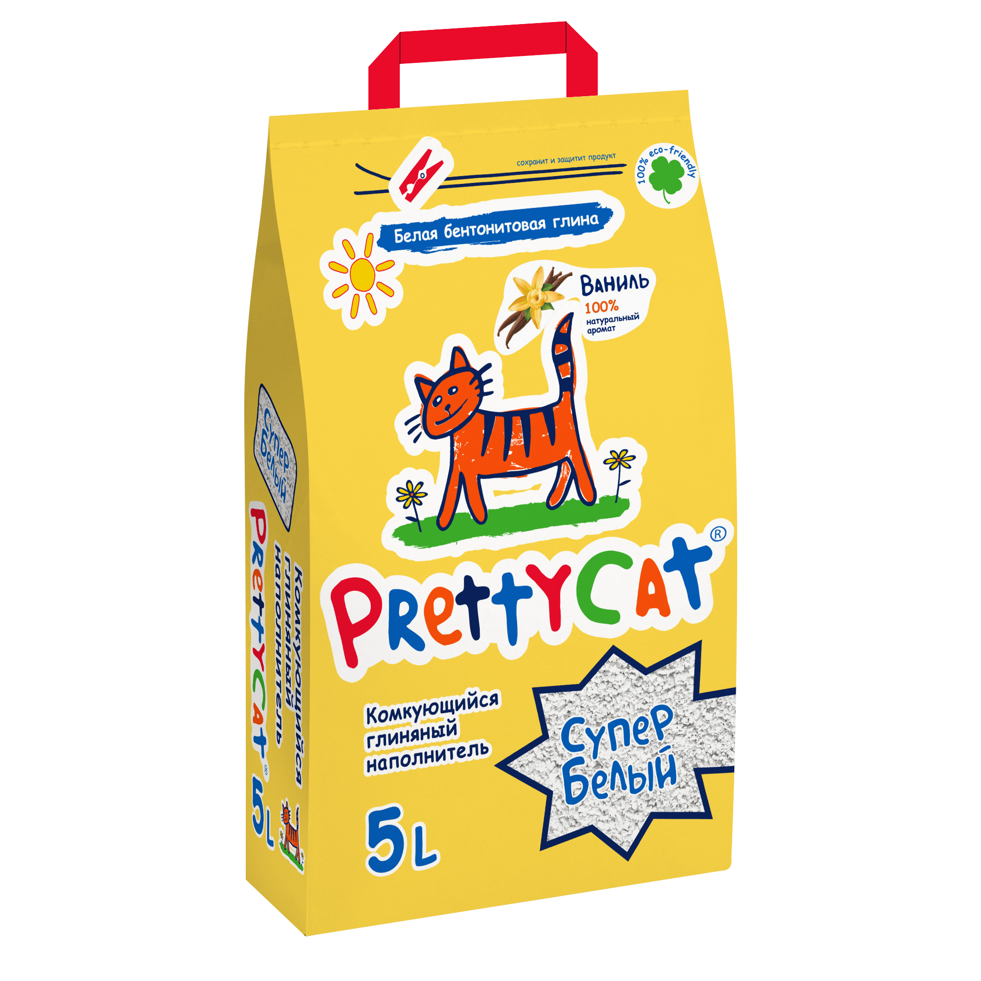 Комкующийся наполнитель PrettyCat Супер белый бентонитовый, ваниль, 5 л