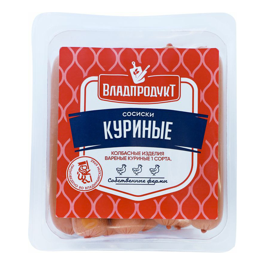 

Сосиски Владпродукт Куриные вареные 1-й сорт 400 г
