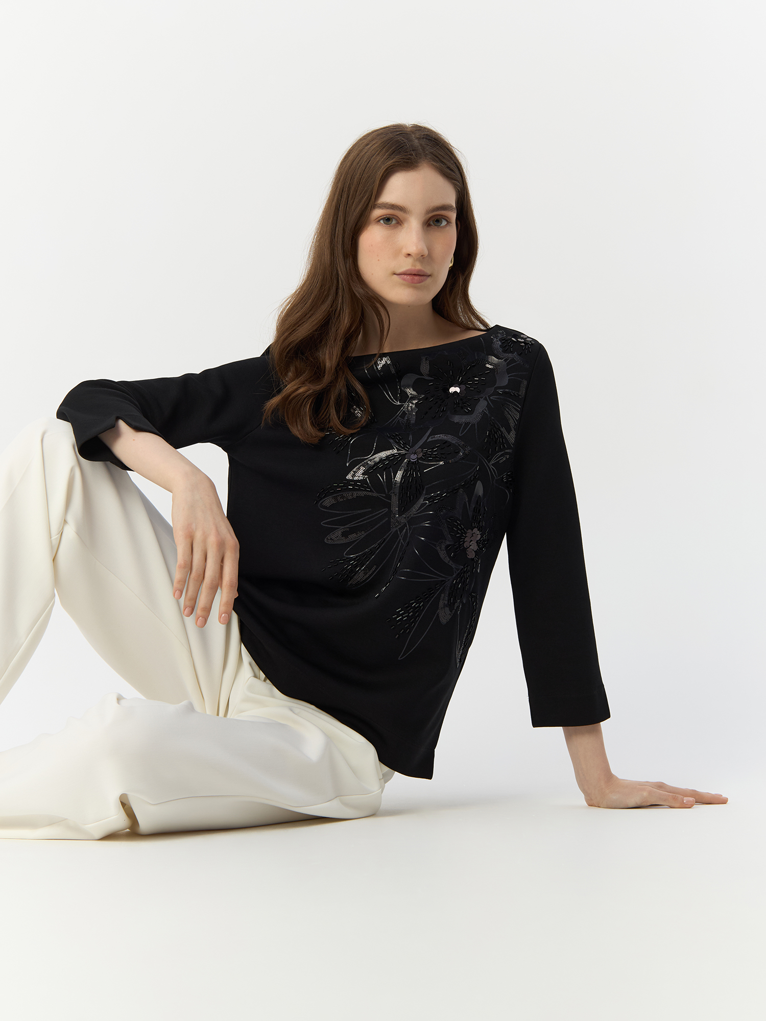 

Лонгслив женский Gerry Weber 170147-44099-11000 чёрный 34 DE, Черный, 170147-44099