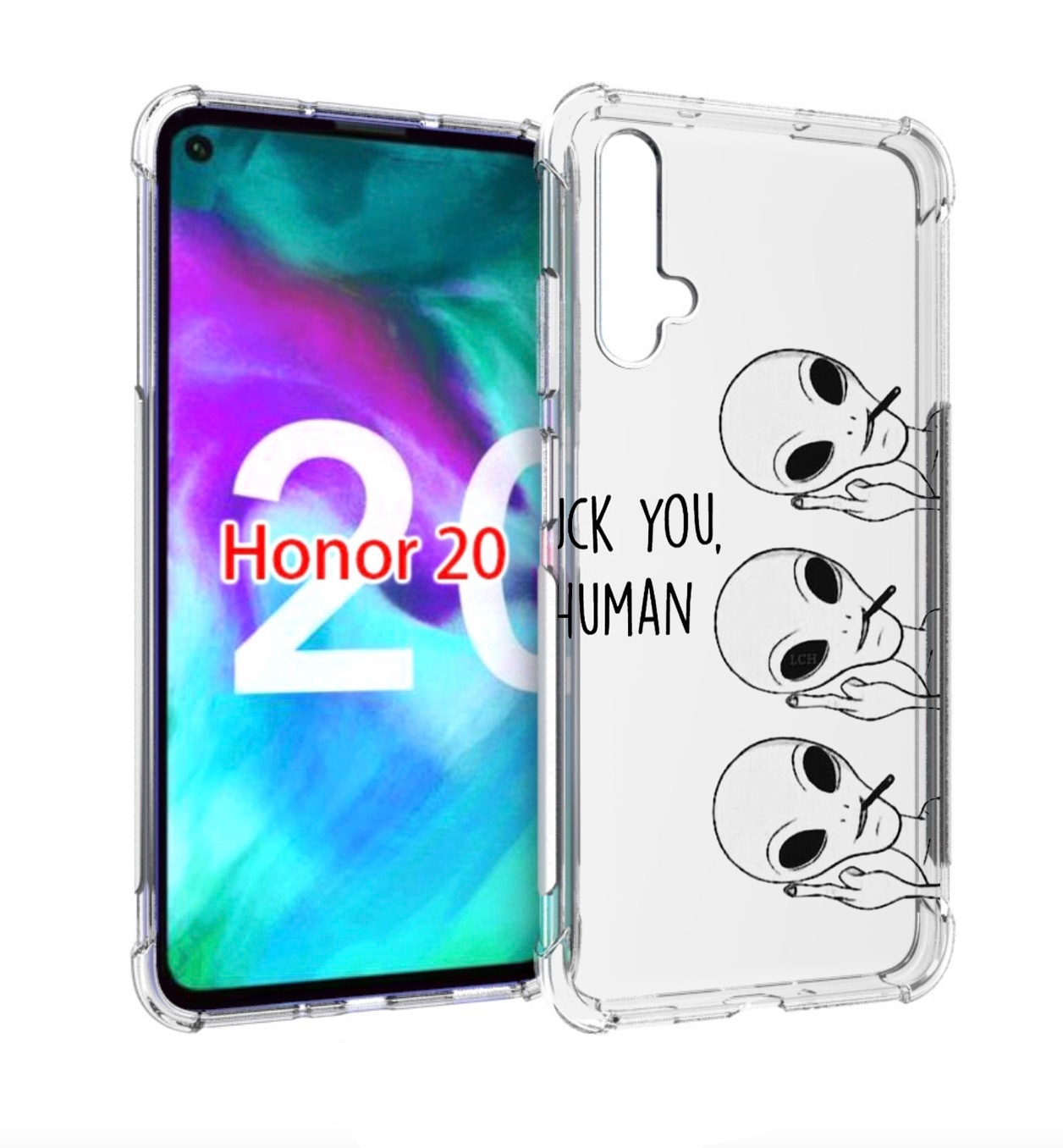 

Чехол бампер MyPads инопланетяне для Honor 20, Прозрачный, Tocco