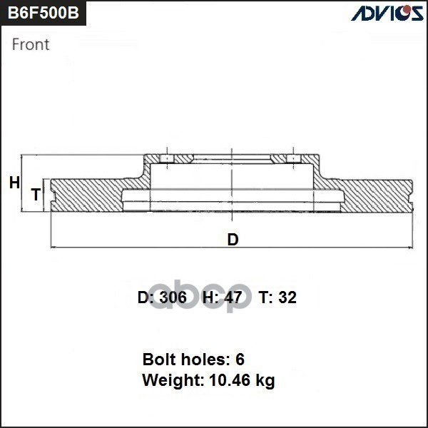 

Диск Тормозной Пер. Advics ADVICS арт. B6F500B