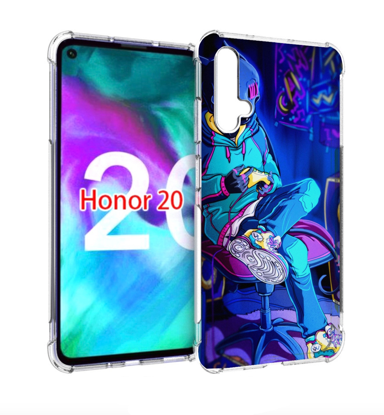 

Чехол бампер MyPads киберпанк игрок для Honor 20, Прозрачный, Tocco