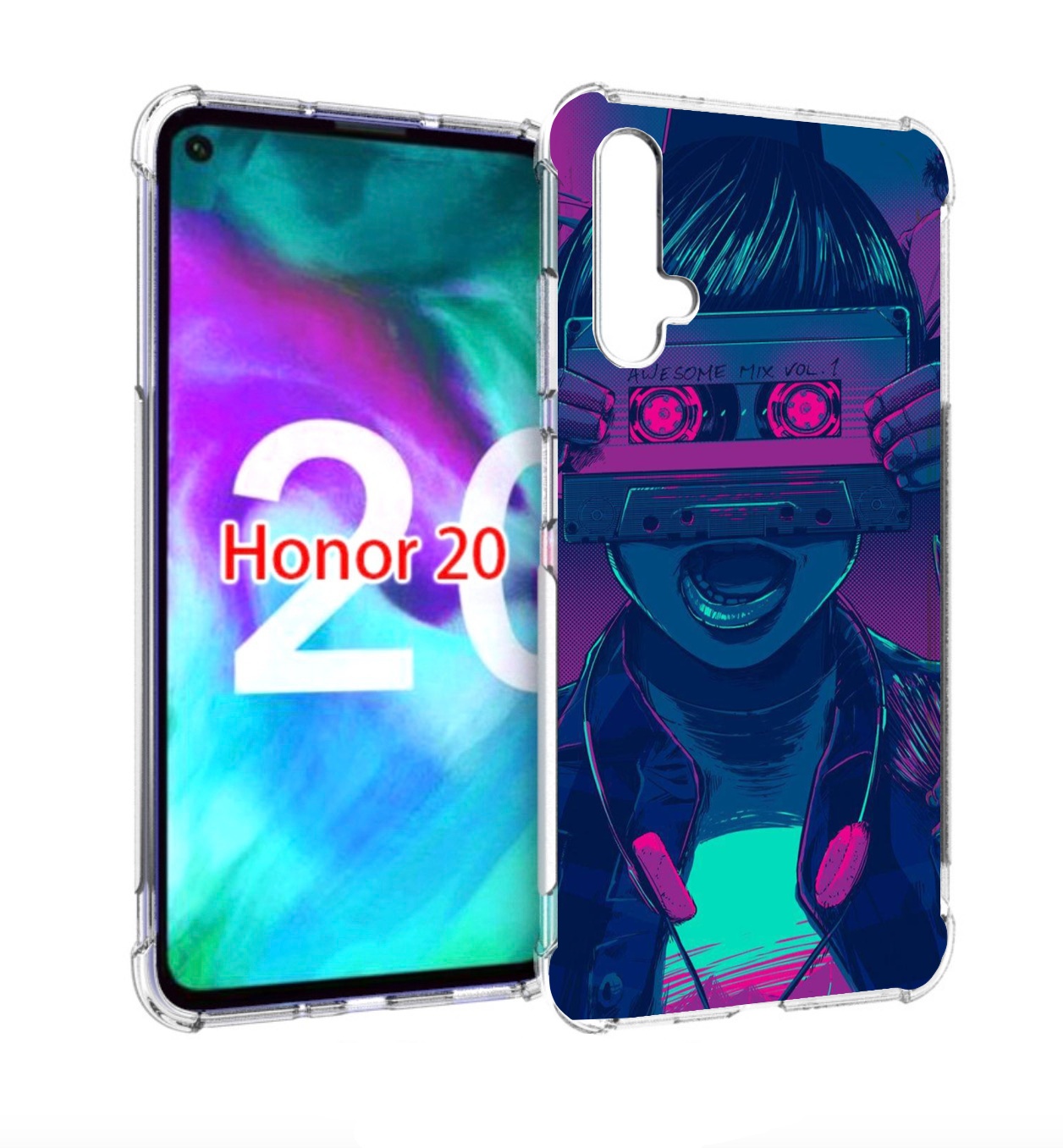 

Чехол бампер MyPads киберпанк с кассетой для Honor 20 Honor, Прозрачный, Tocco