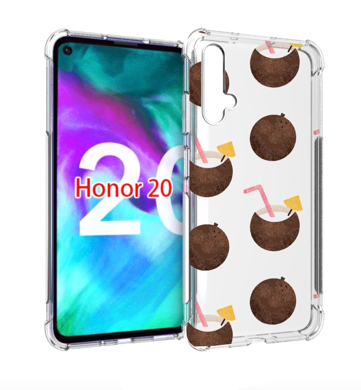 

Чехол бампер MyPads кокосики для Honor 20, Прозрачный, Tocco