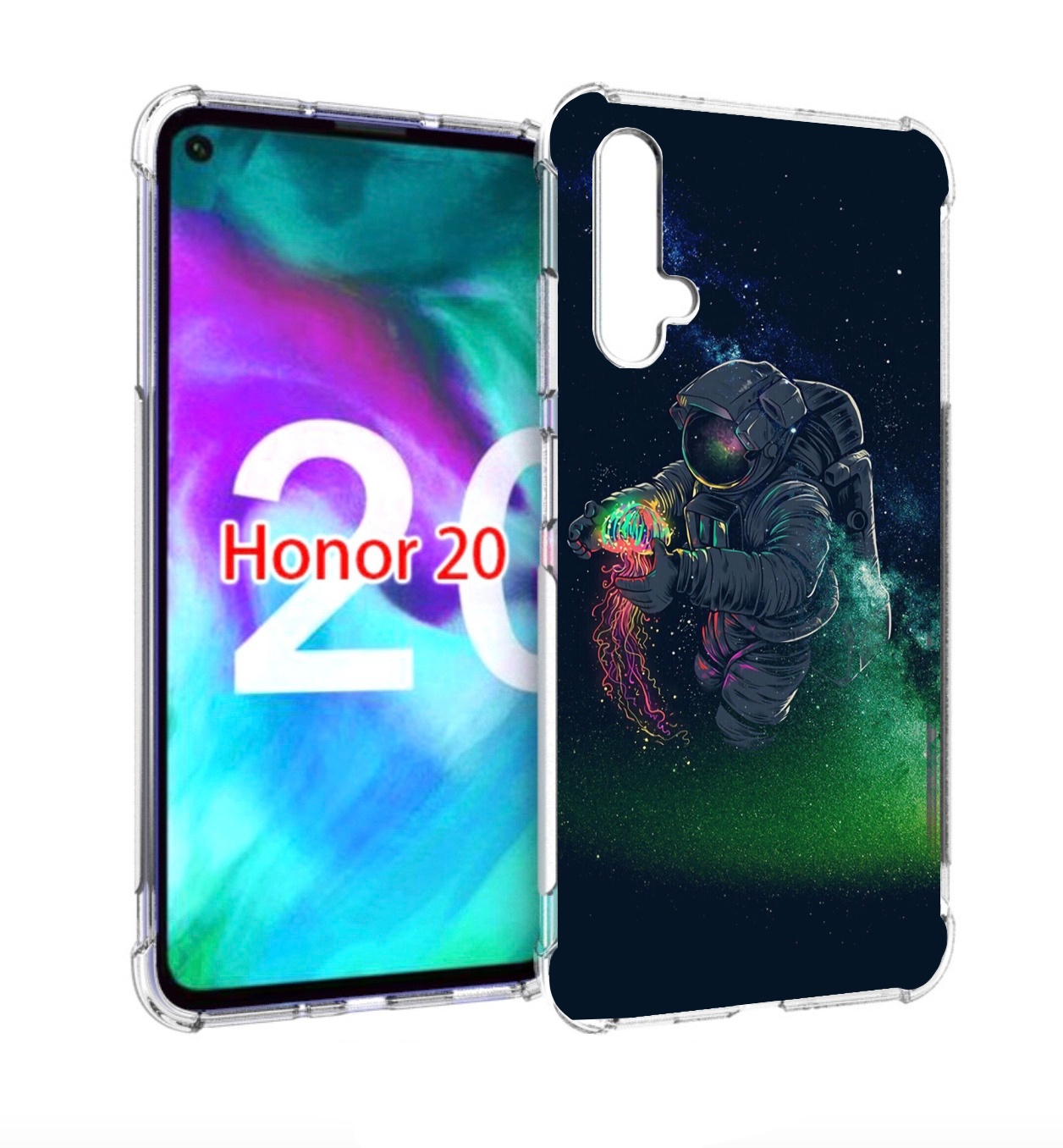 

Чехол бампер MyPads космонавт-с-оружием-арты для Honor 20, Прозрачный, Tocco