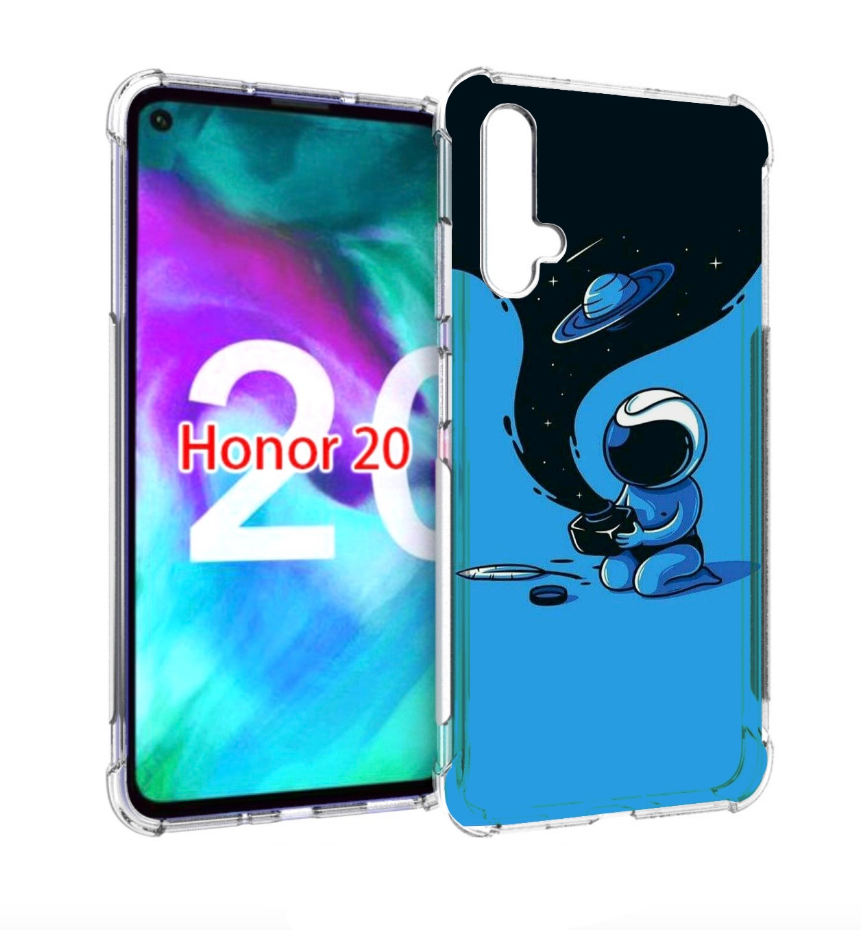 

Чехол бампер MyPads космос из черной краски для Honor 20, Прозрачный, Tocco