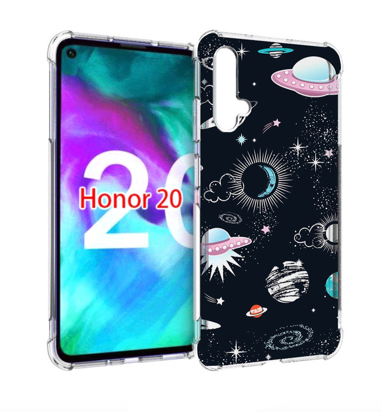 

Чехол бампер MyPads космос-мини-картинки для Honor 20 Honor, Прозрачный, Tocco