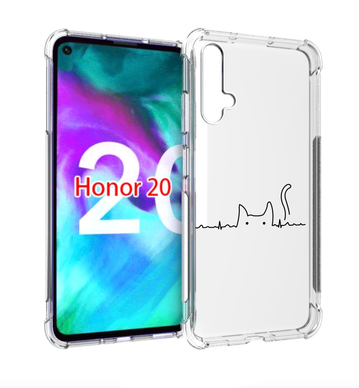 

Чехол бампер MyPads кот-музыкальный для Honor 20, Прозрачный, Tocco