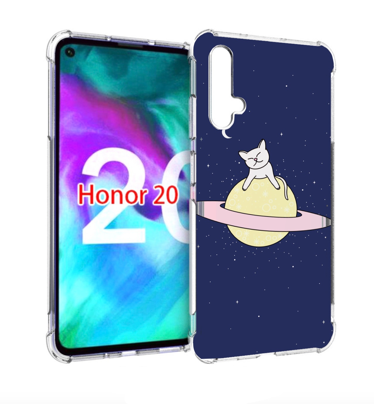 

Чехол бампер MyPads котик на планете для Honor 20, Прозрачный, Tocco