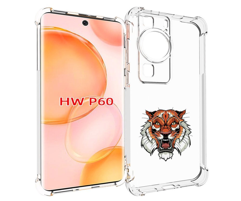 

Чехол MyPads оранжевый седой тигр для Huawei P60, Tocco