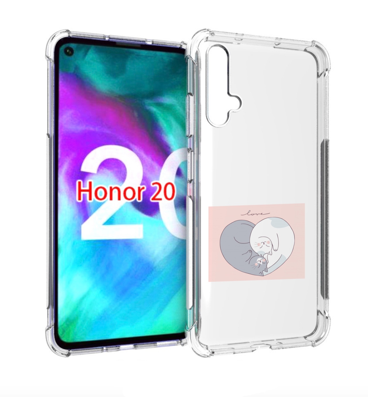 

Чехол бампер MyPads котики-в-форме-сердца для Honor 20 Honor, Прозрачный, Tocco