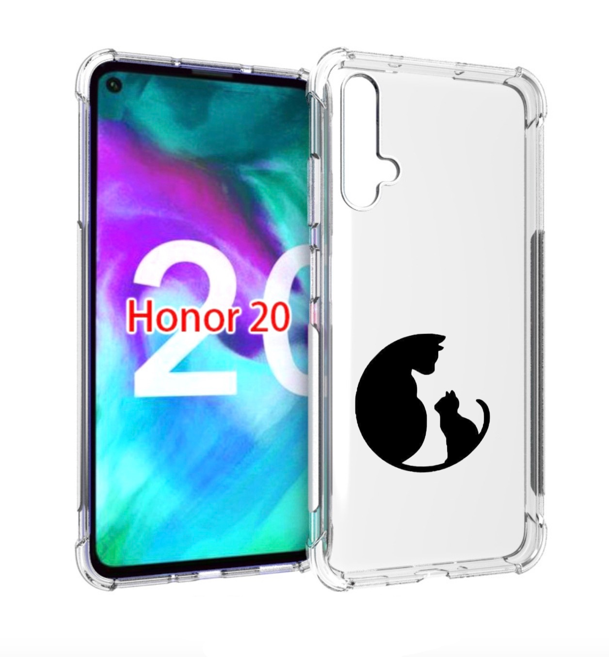 

Чехол бампер MyPads коты в полукруге для Honor 20, Прозрачный, Tocco