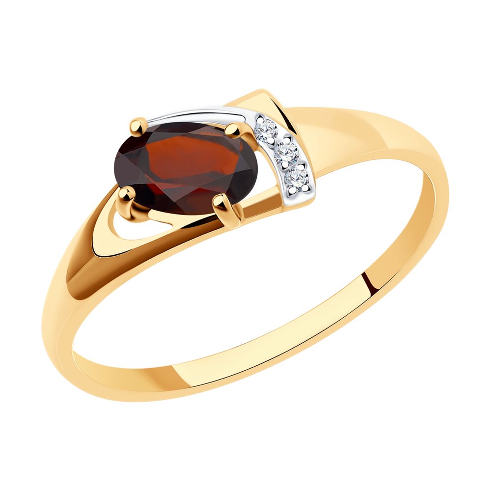 

Кольцо из красного золота с гранатом/фианитом р.18 Diamant 51-310-01021-2, 51-310-01021-2