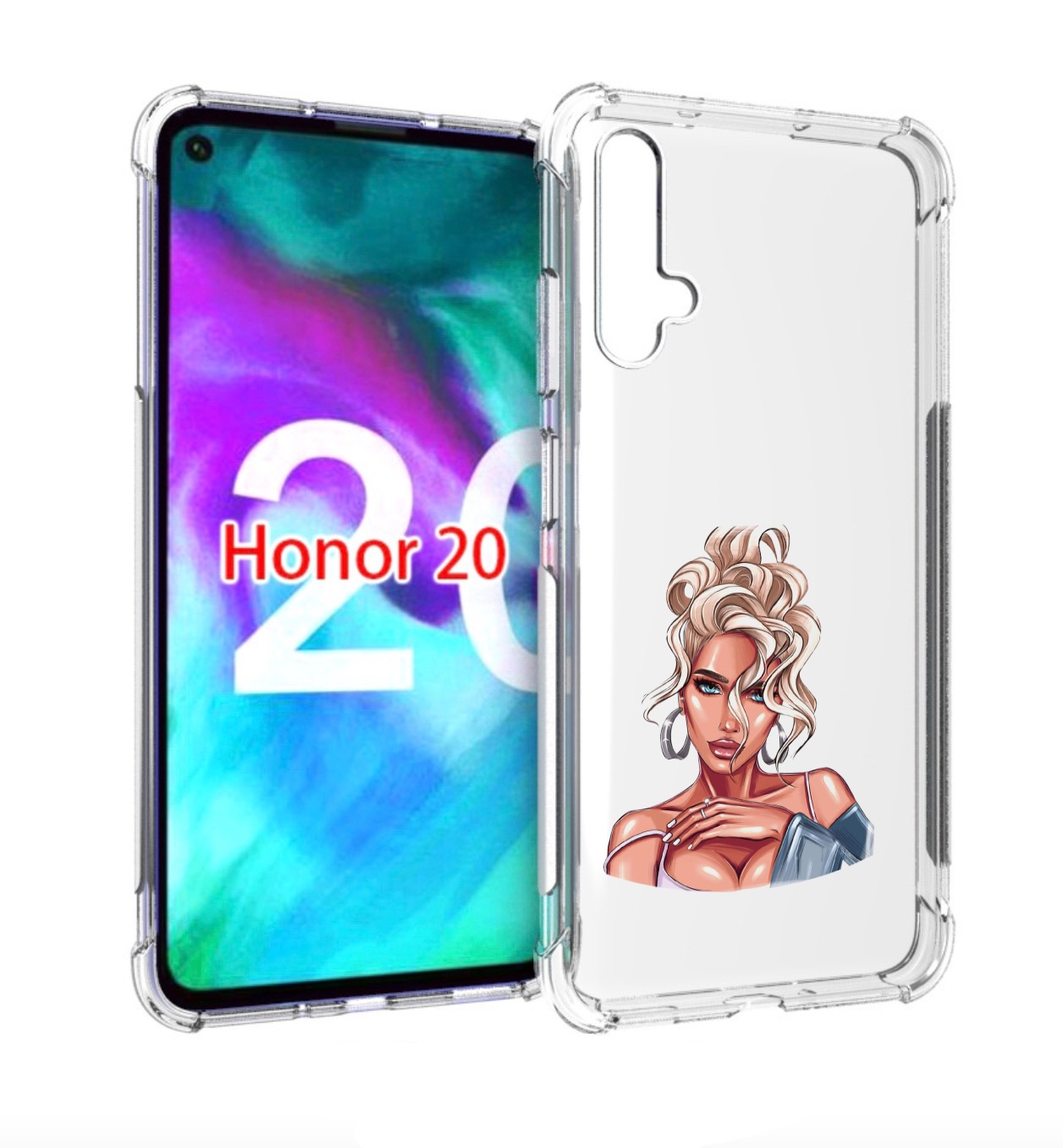 

Чехол бампер MyPads красивая-блондинка женский для Honor, Прозрачный, Tocco