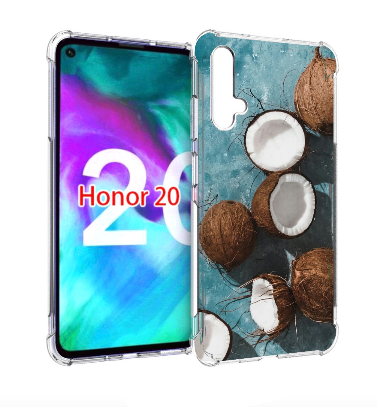 

Чехол бампер MyPads красивые-кокосы для Honor 20, Прозрачный, Tocco