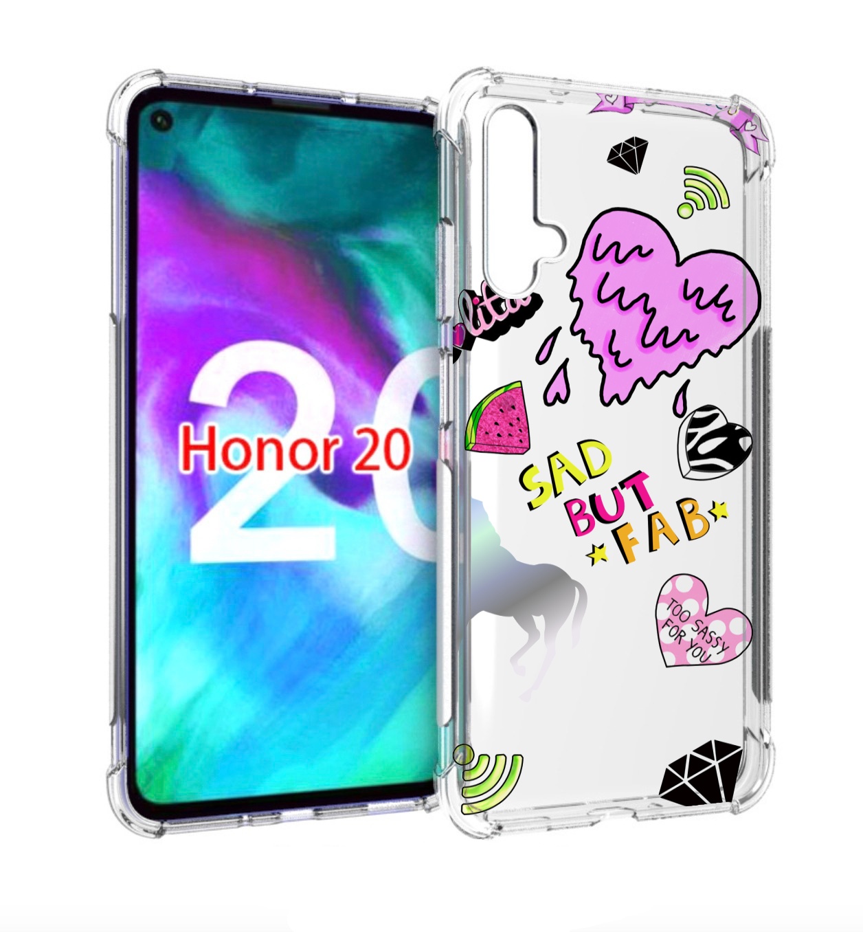 

Чехол бампер MyPads красивые-смайлики для Honor 20, Прозрачный, Tocco