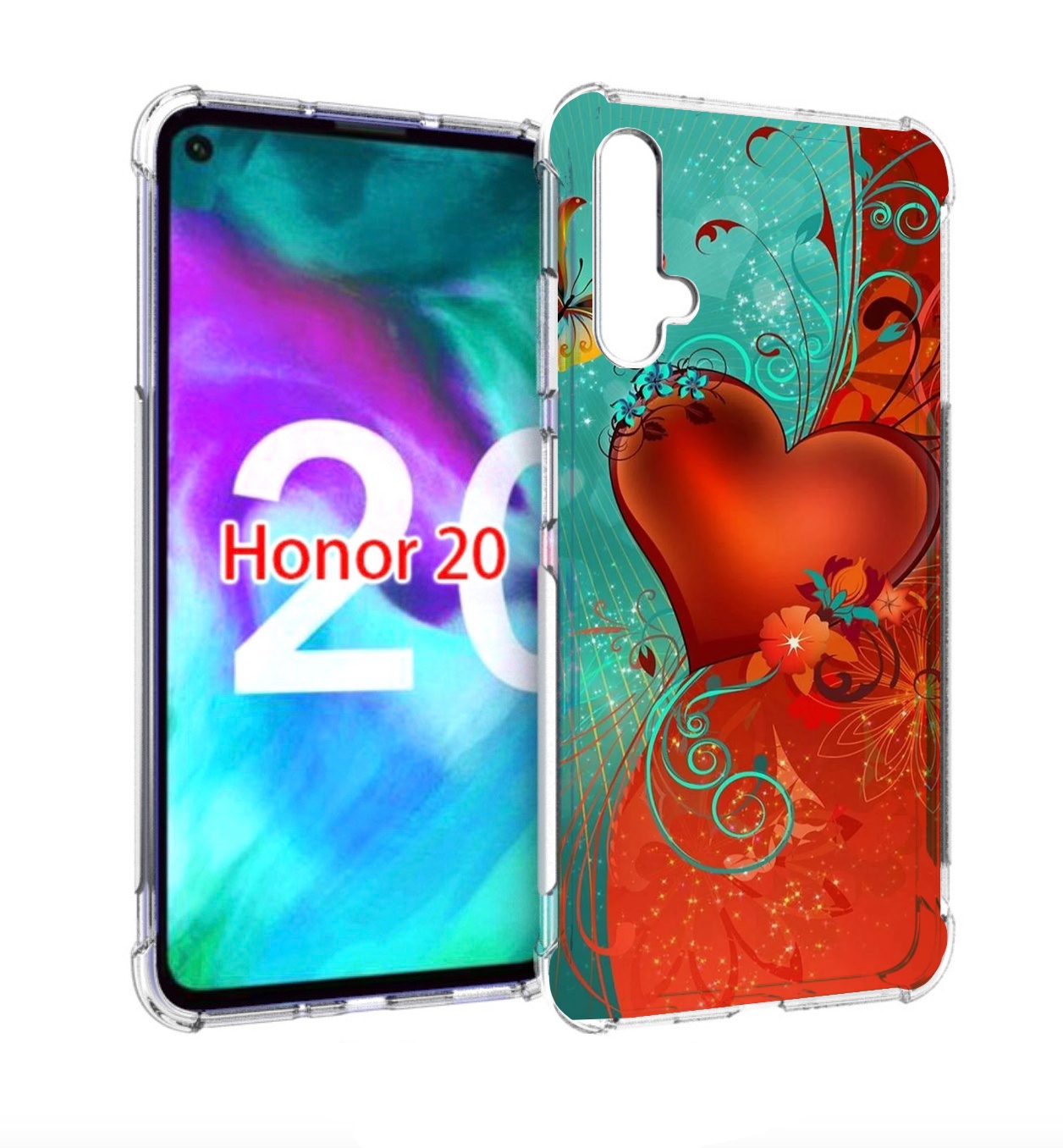 

Чехол бампер MyPads красивые-яркие-сердечки для Honor 20, Прозрачный, Tocco