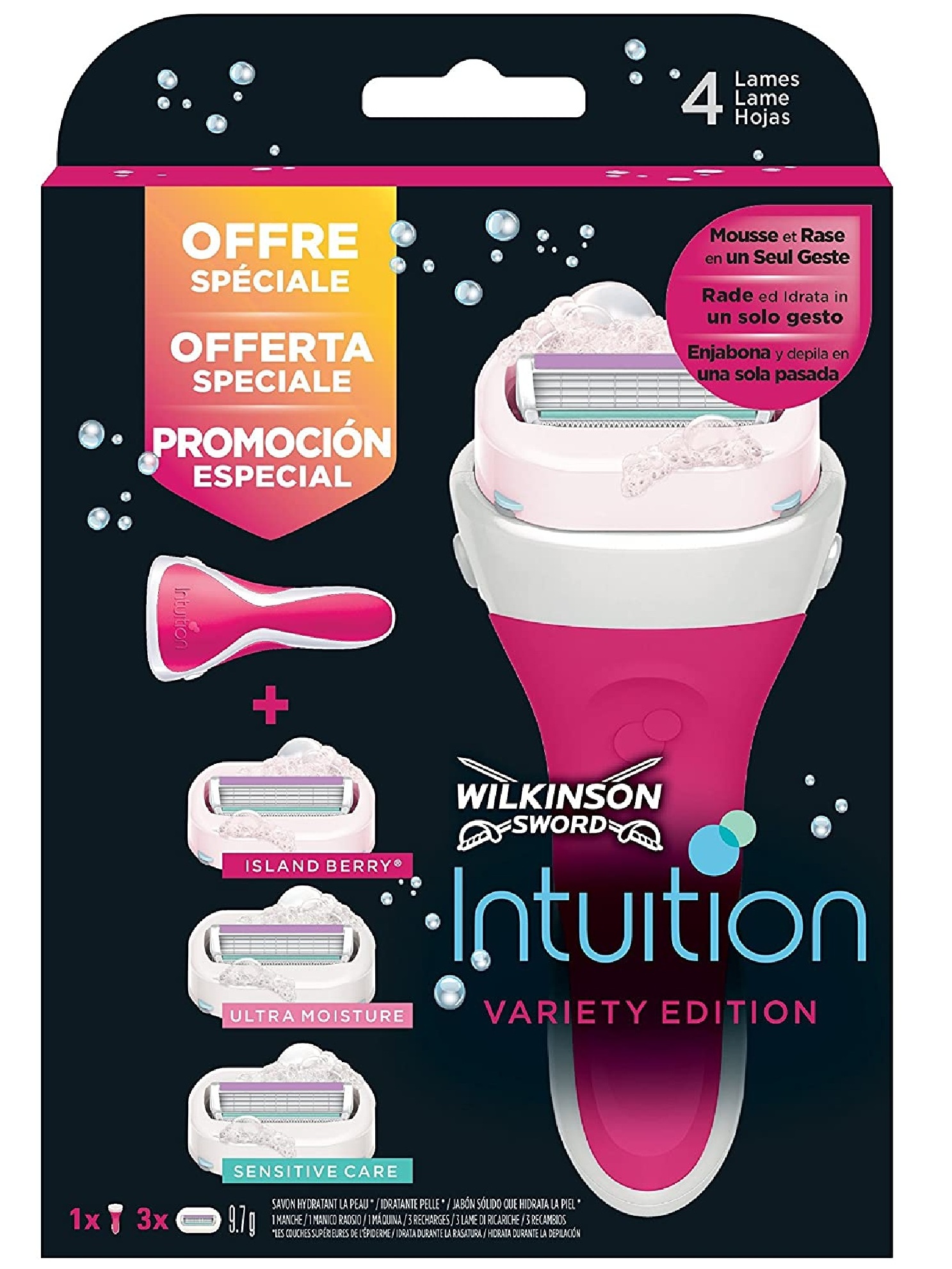 

Бритвенный женский станок с 3 кассетами Wilkinson Sword Intuition VARIETY EDITION, Intuition VARIETY EDITION