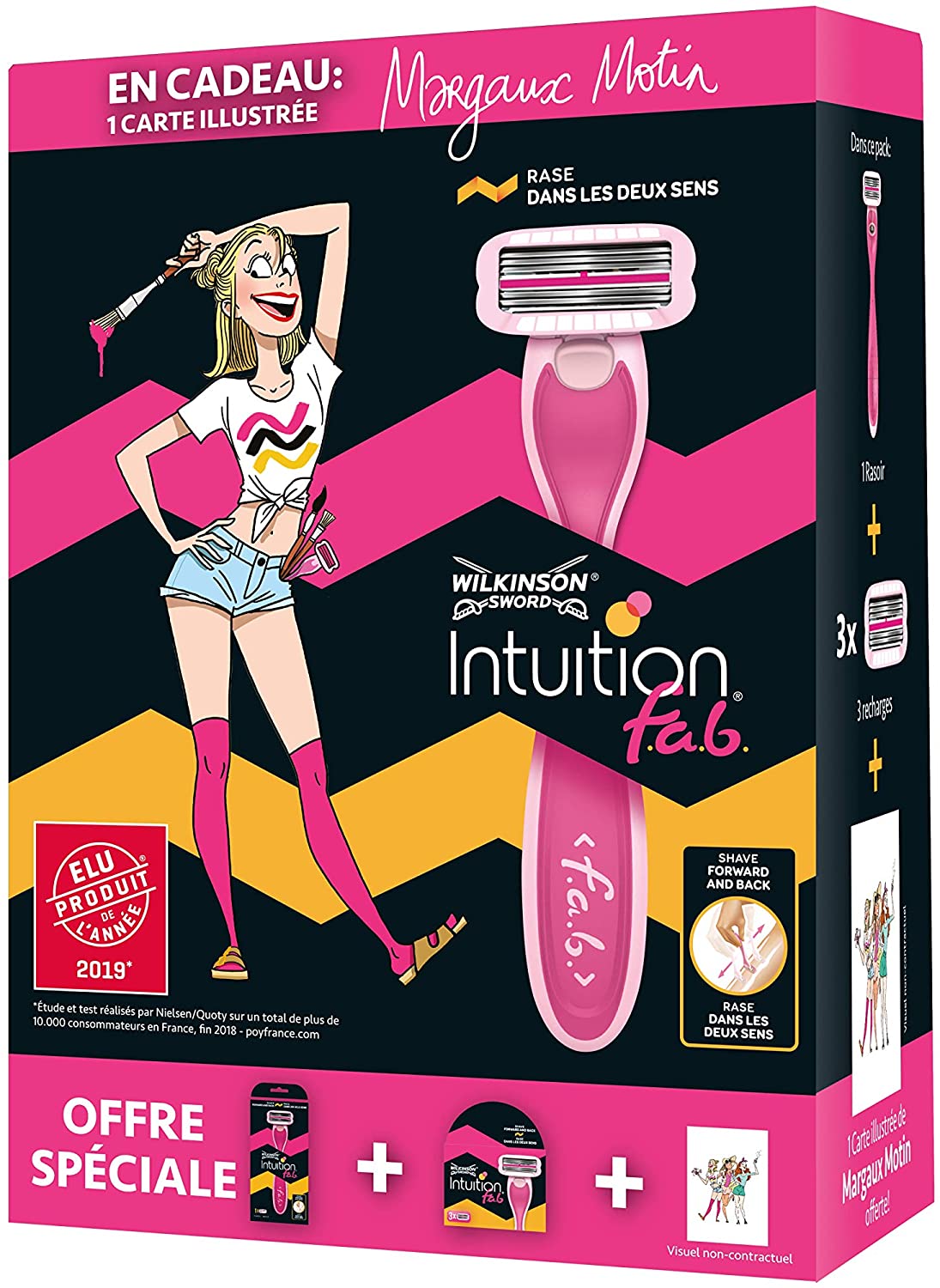 

Бритвенный женский станок с кассетой+3 кассеты+открытка Wilkinson Sword Intuition f.a.b.