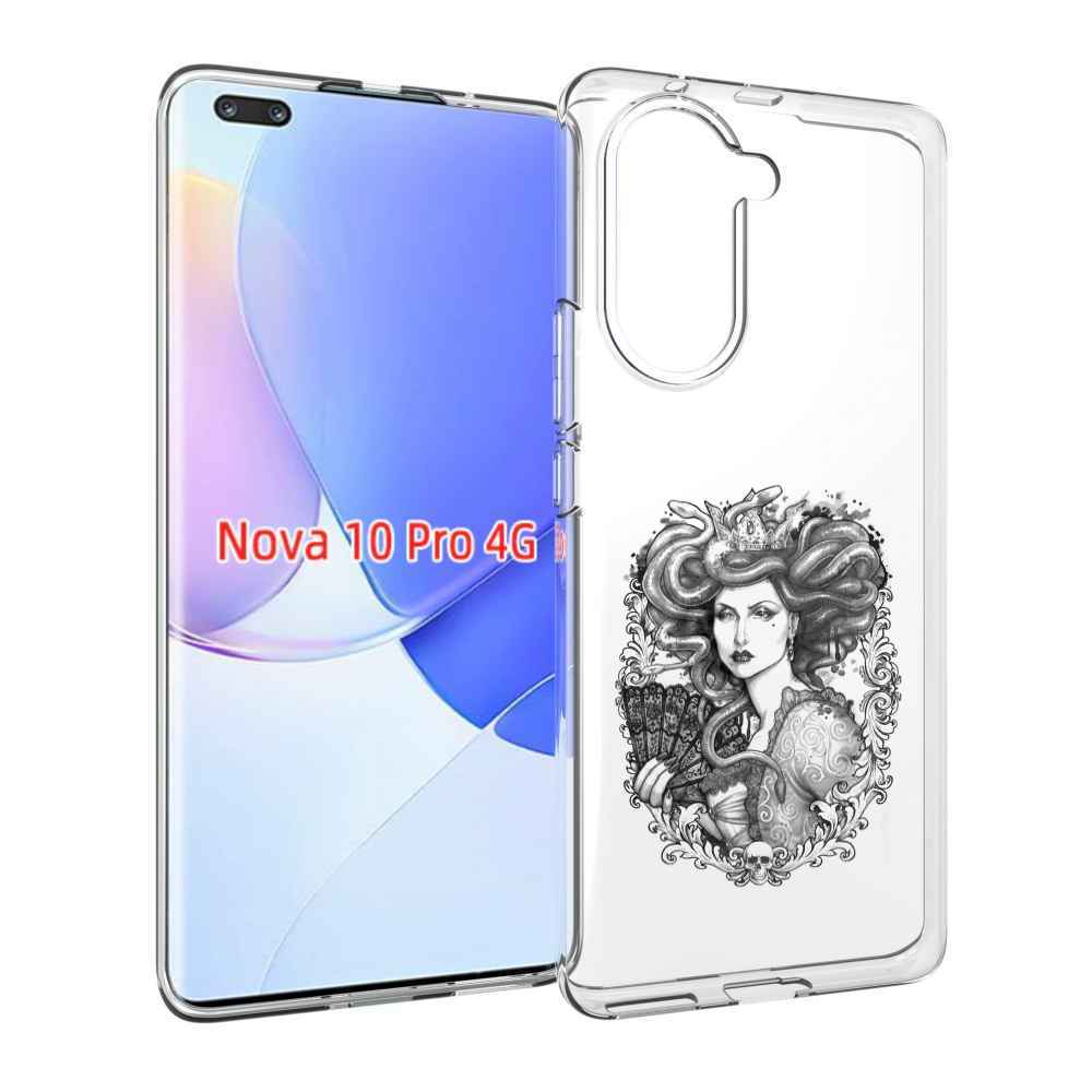 Чехол MyPads медуза черно белый для Huawei Nova 10 Pro противоударный