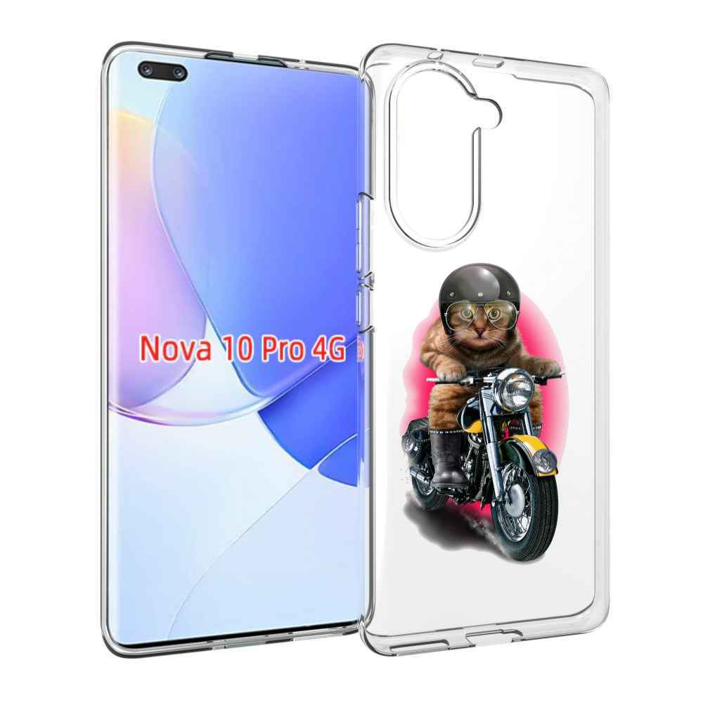 Чехол MyPads мото-кот для Huawei Nova 10 Pro противоударный