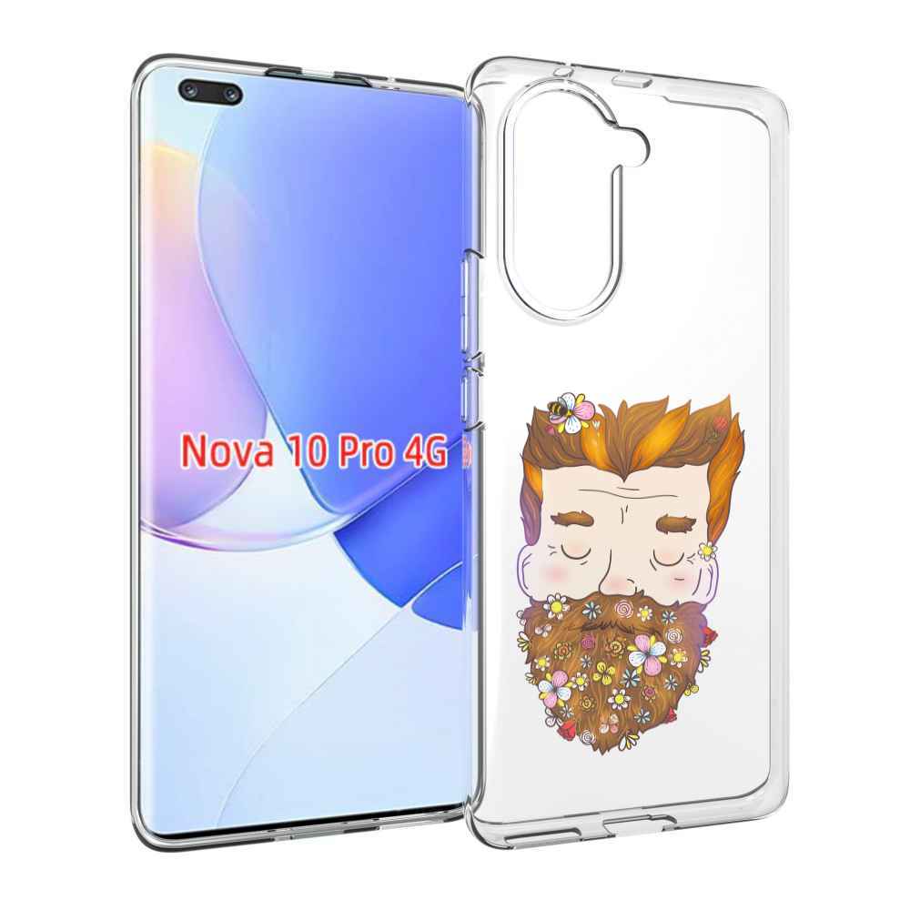 Чехол MyPads мужчина с цветами в бороде для Huawei Nova 10 Pro противоударный