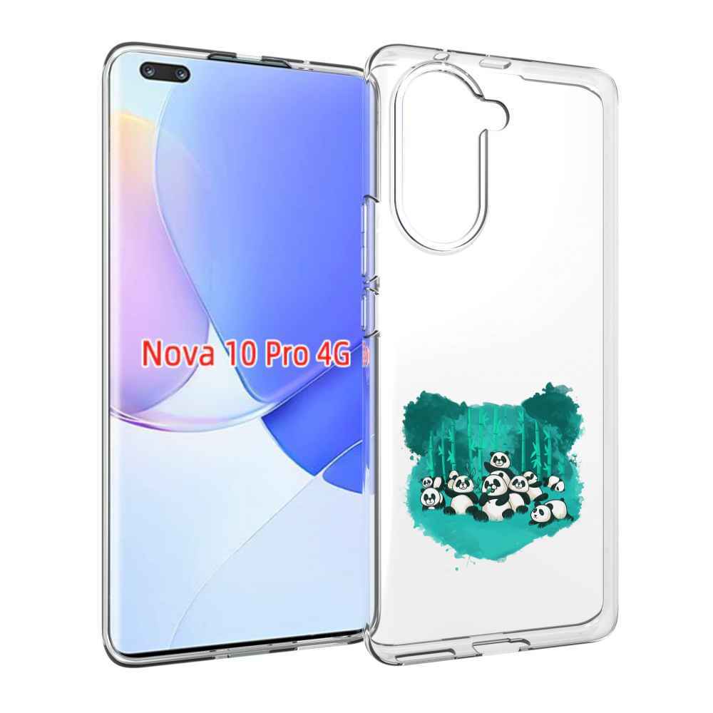 Чехол MyPads нарисованные панды для Huawei Nova 10 Pro противоударный