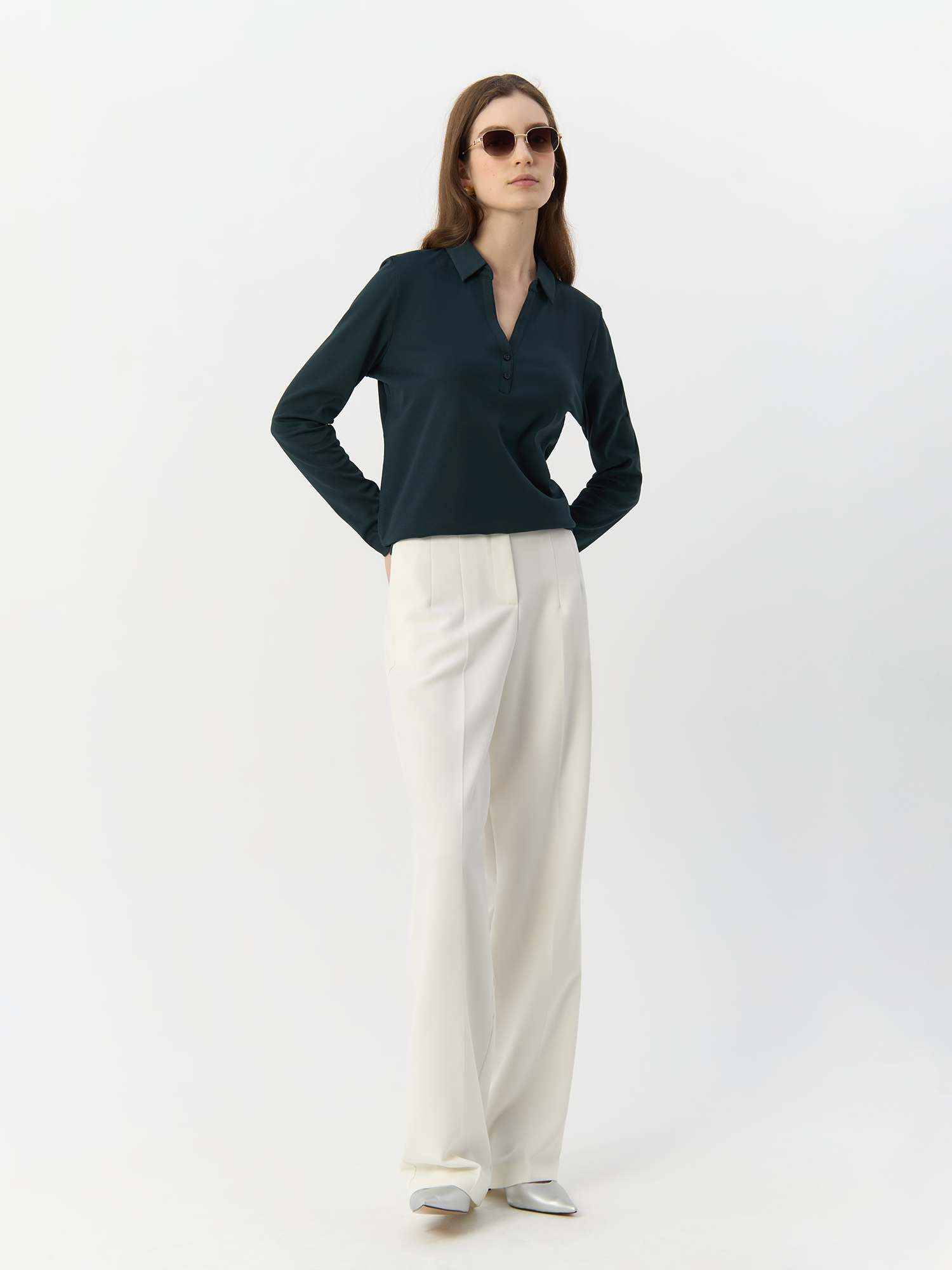 

Лонгслив женский Gerry Weber 977040-44013-50939 тёмно-зеленый 42, 977040-44013