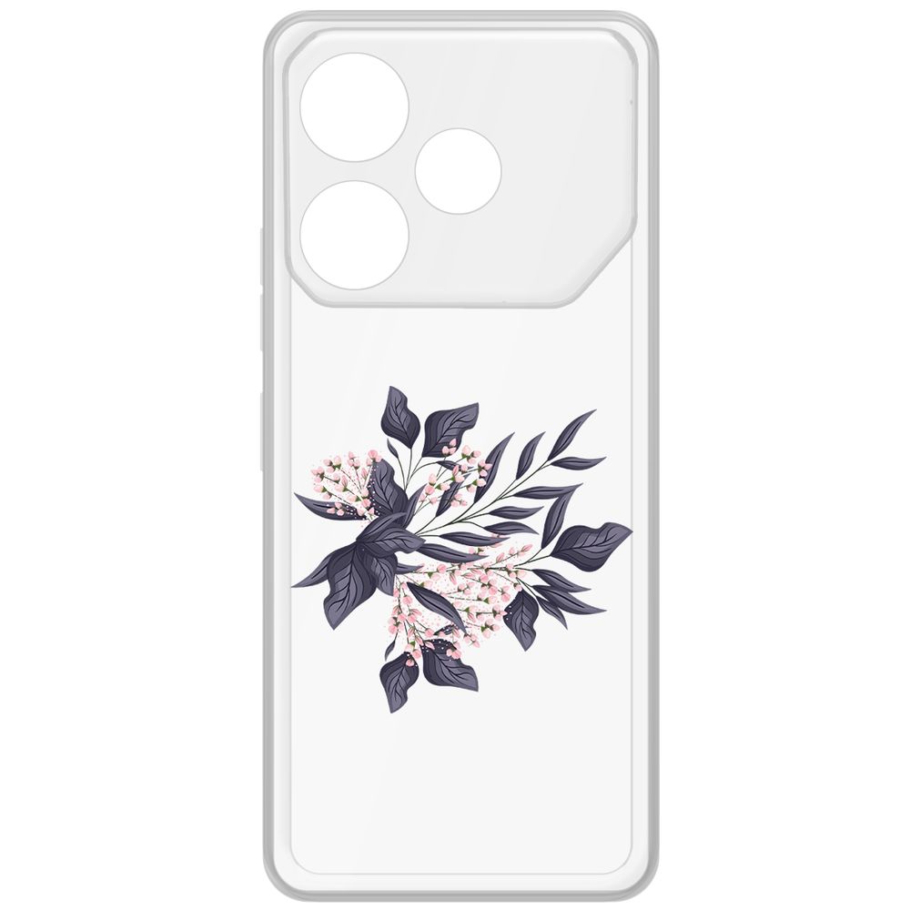 

Чехол-накладка Krutoff Clear Case Розовые бутоны для TECNO Pova 6, Прозрачный