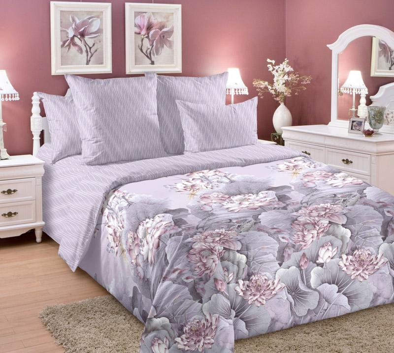 фото Комплект постельного белья лотосы 2 1.5-спальный перкаль розовый текс-дизайн