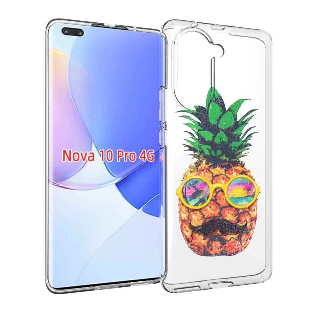 Чехол MyPads прикольный ананас с лицом для Huawei Nova 10 Pro противоударный