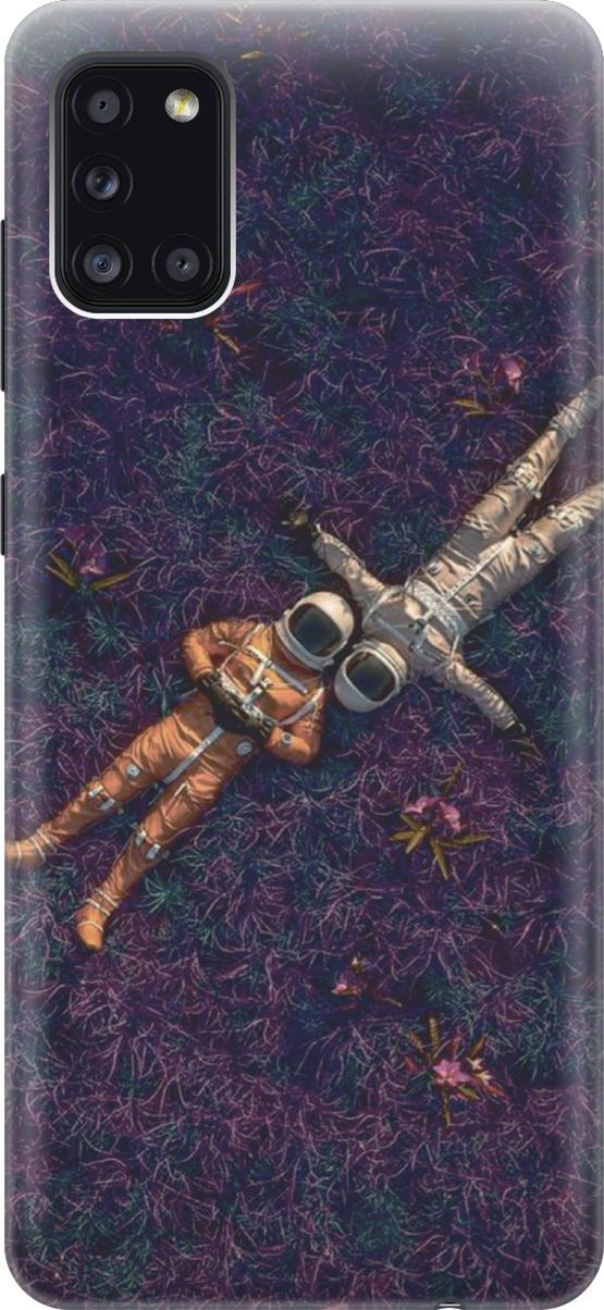 

Силиконовый чехол на Samsung Galaxy A31 "Счастливые космонавты", Белый;красный, 4051