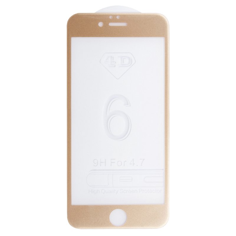 фото Защитное стекло "lp" для iphone 6/6s 4d, гибридное стекло, акриловая рамка(золото) liberty project